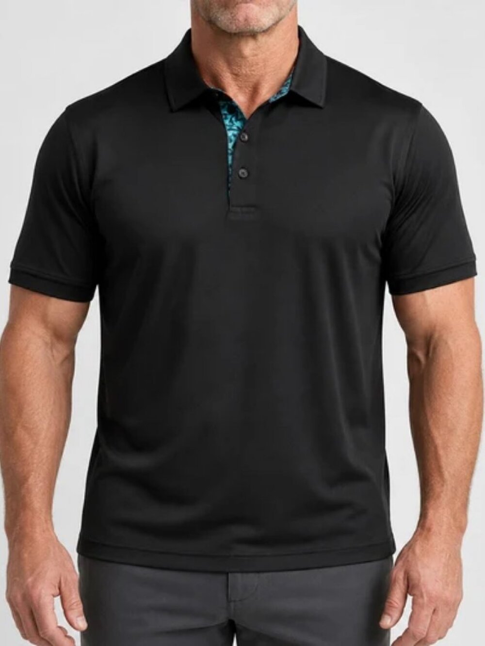 Men's Black Polo Shirt – Short Sleeve Golf Tennis Top, XL